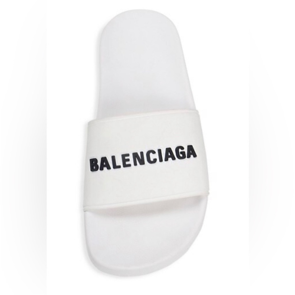 Balenciaga White Pool Slide Sandals